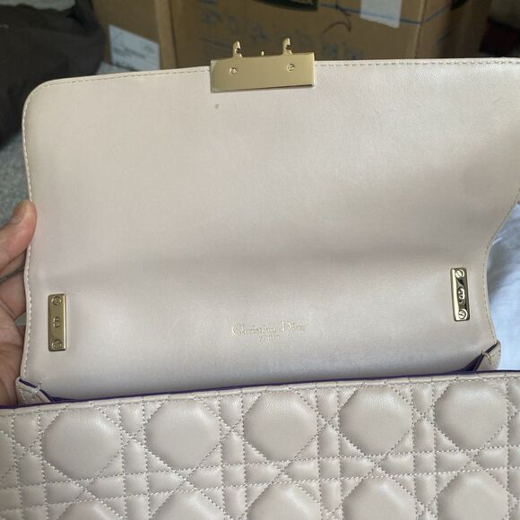 Christian Dior Shoulder Flap Bag Medium Nude Beige Pink Gold Chain - Picture 14 of 16